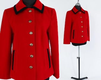 1950er Jahre Rote Wolljacke | Vintage roter Mantel | Nordstrom, Mittel