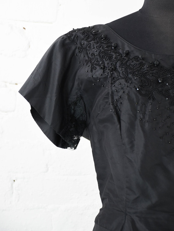 Madeleine Fauth | 1950s Black Silk Dress | 50s Bla