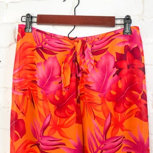 1990s Orange Hawaiian Print Slacks 90s Orange & Pink Tropical Pants Petra Fashions XL image 2