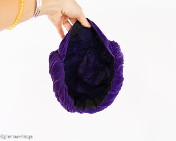 1920s-1930s Purple Silk Velvet Hat | 20s Purple V… - image 7