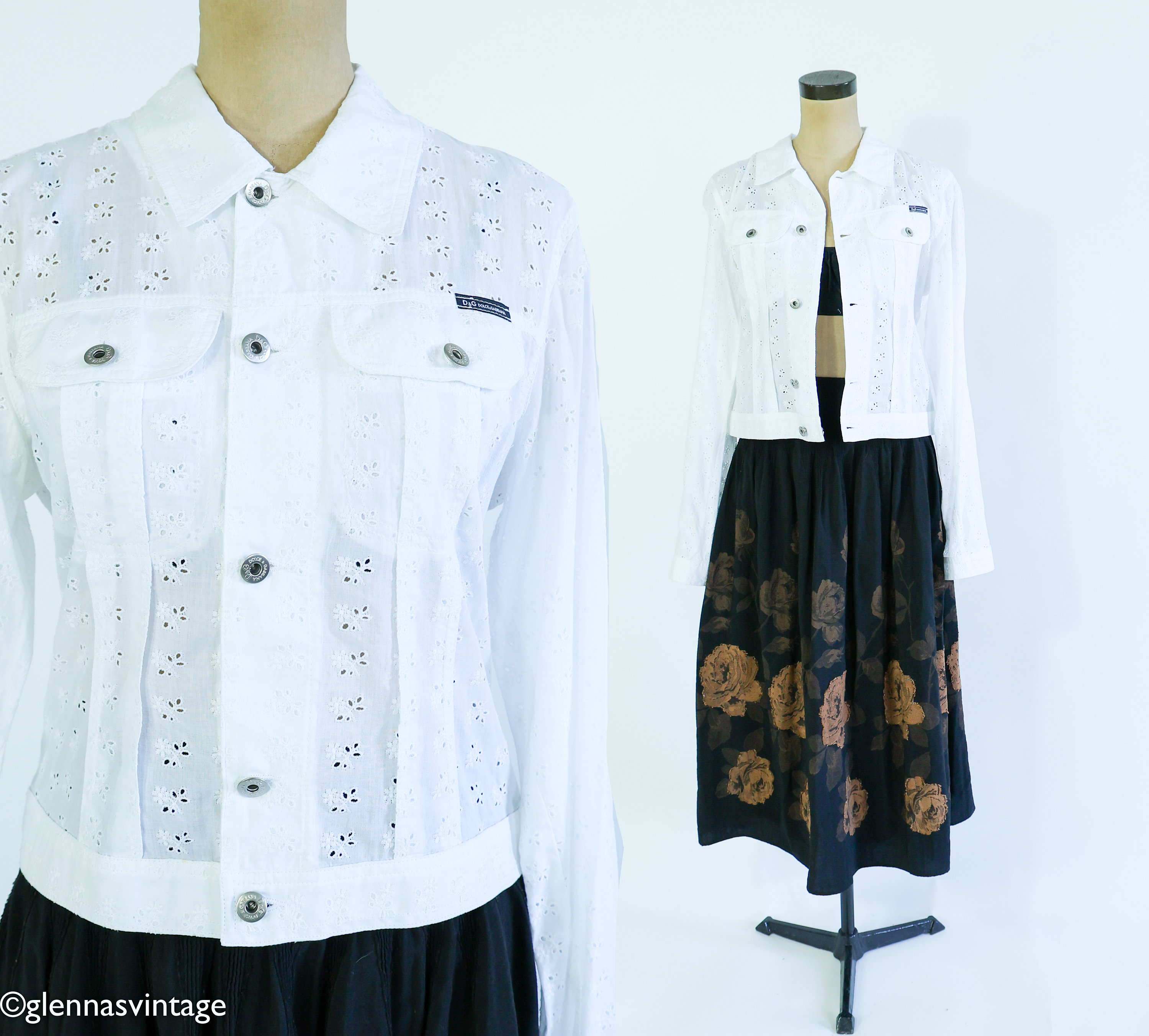 DOLCE&GABBANA ドルチェ&ガッバーナ　ホワイトデニムジャケット ドルチェ＆ガッバーナ 1990年代 ホワイトアイレットジャケット