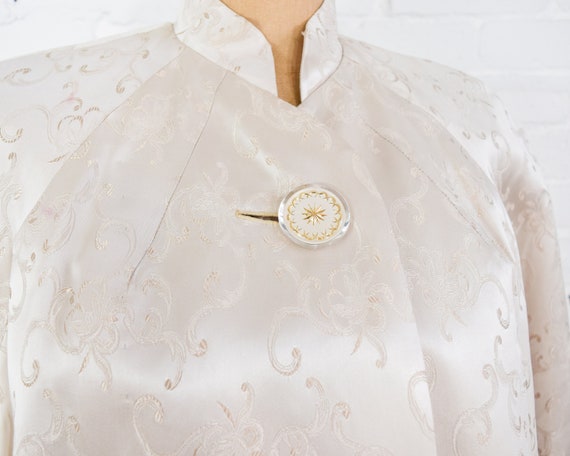 1950s Creme Brocade Evening Coat | 50s Ivory Silk… - image 9