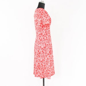 1960s Red Floral Day Dress 60s Red & White Flower Dress Medium image 6