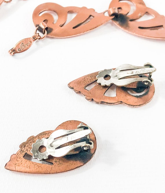 Renoir | 1950s Copper Swirls Necklace & Earrings … - image 7