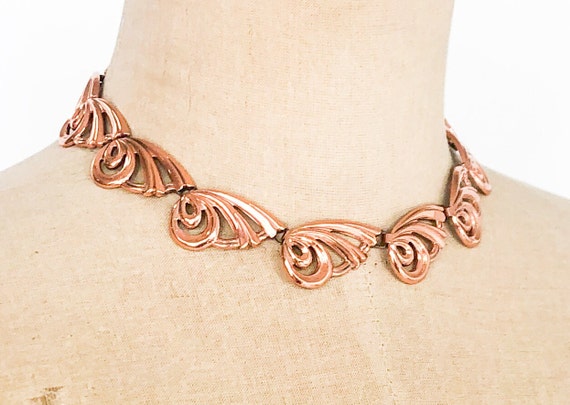Renoir | 1950s Copper Swirls Necklace & Earrings … - image 8