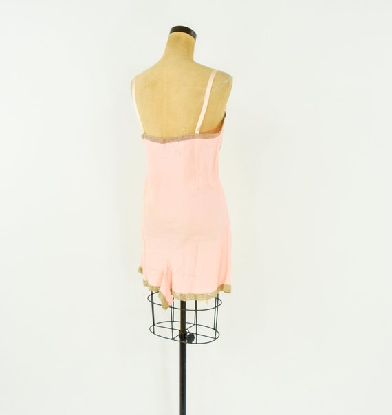 1920s Peach Silk Romper Lingerie | 20s Pink Silk … - image 7