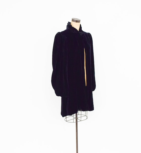 1930s Black Silk Velvet Coat | 30s Black Velvet E… - image 9