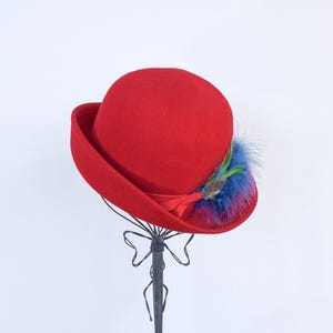 1960s Red Wool Fedora | 60s Red Wool Felt Hat | Chelton - Etsy display picture 1
