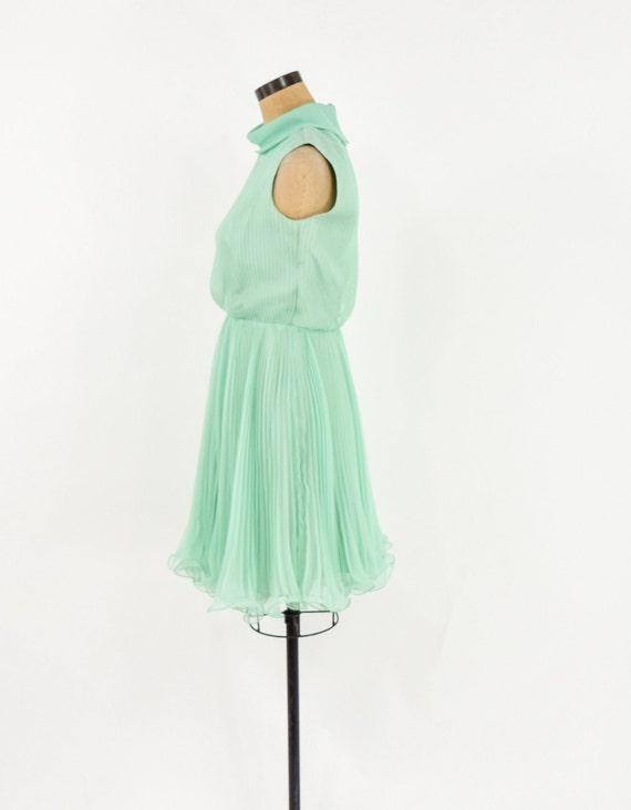 1960s Green Pleated Party Dress | 60s Mint Green … - image 5