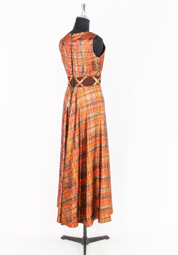 1970s Metallic Orange & Brown Evening Dress | 70s… - image 6