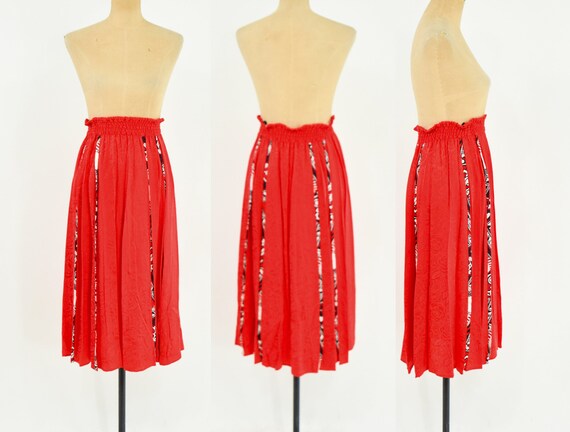 1980s Diane Freis Outfit | 1980s Red Skirt Blouse… - image 6