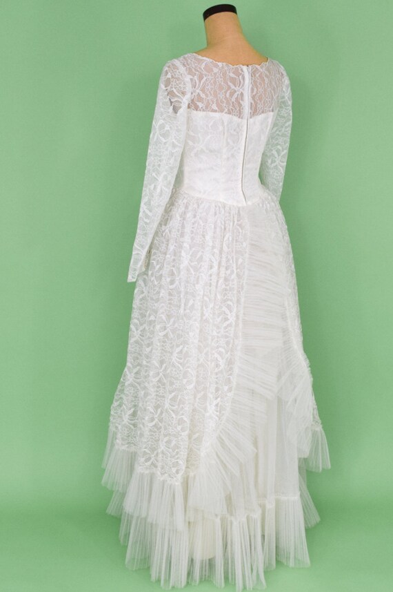 1950s White Lace Wedding Gown | 50s White Lace Fu… - image 5