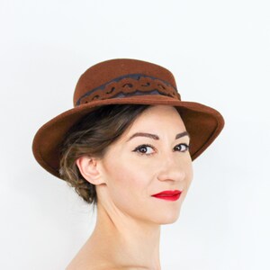 1980s Brown Wool Felt Hat | 80s Brown Wool Hat | Saks Fifth Avenue