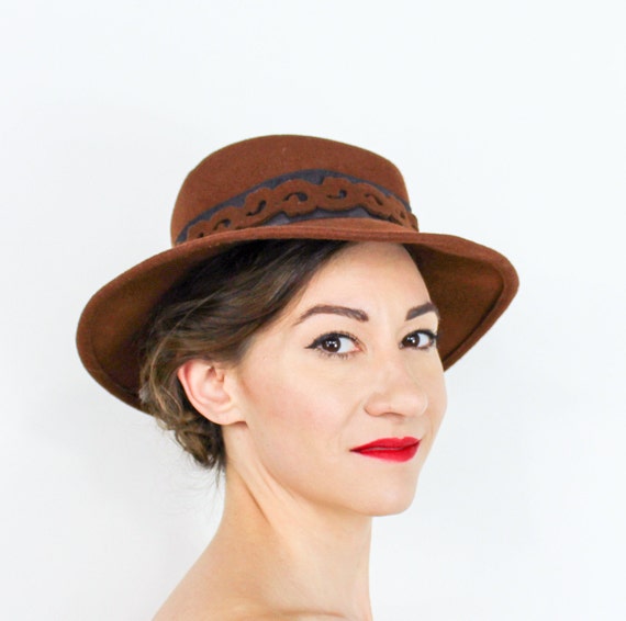 1980s Brown Wool Felt Hat | 80s Brown Wool Hat | … - image 1