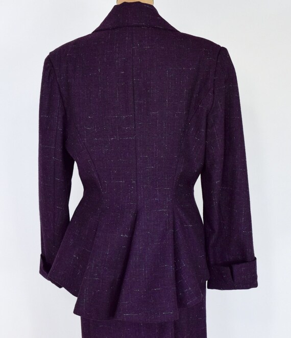 1980s Purple Wool Suit | 80s Eggplant Wool Tweed … - image 9