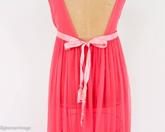 1950s Pink Pleated Nightgown | 50s Coral Pink Nig… - image 8