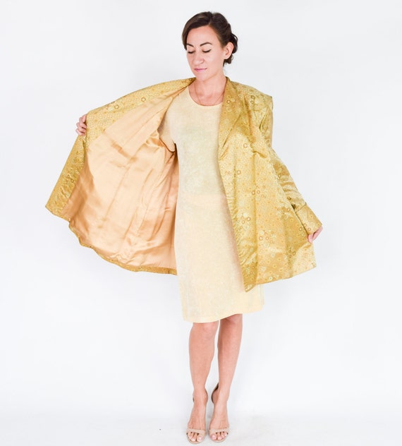 1940s Gold Silk Asian Evening Coat | 40s Gold Sil… - image 5