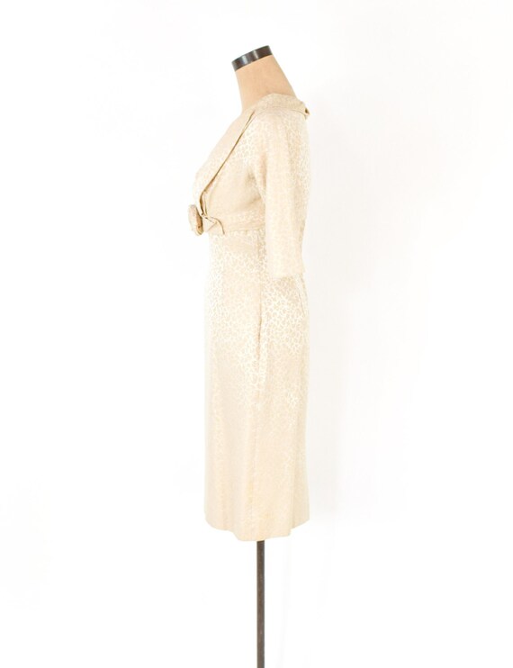 1950s Beige Brocade Sheath Dress & Jacket | 50s B… - image 4