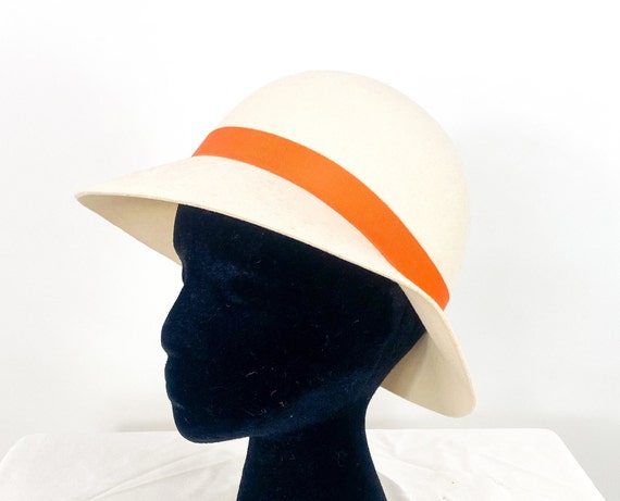 SOLD......1960s Creme Wool Felt Hat | 60s Creme F… - image 4