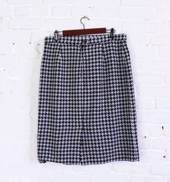 1980s Gray & Brown Houndstooth Skirt | 80s Hounds… - image 3