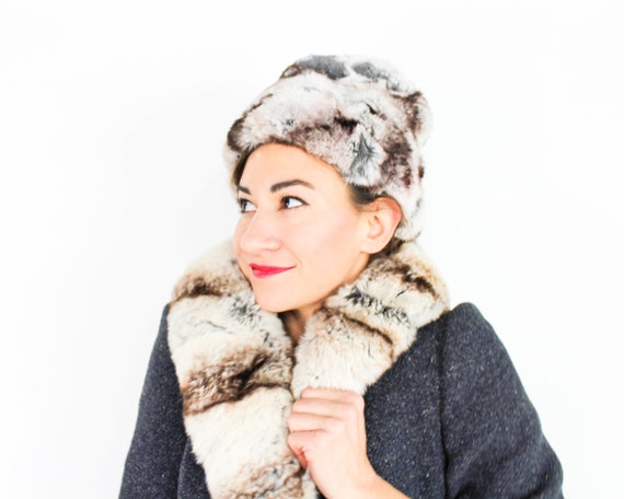 1960s Gray Fur Winter Hat | 60s Gray & White Fur … - image 8