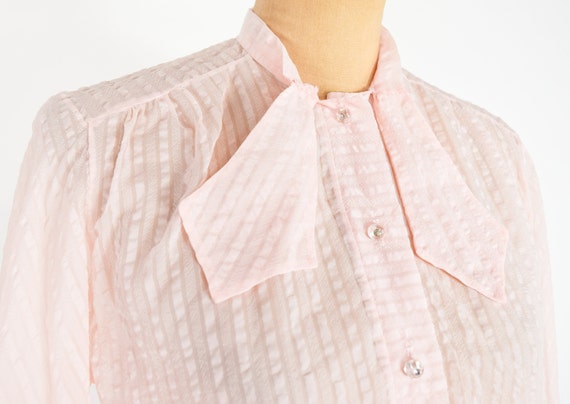 1950s Pink Nylon Blouse | 50s Sheer Pink Blouse |… - image 8