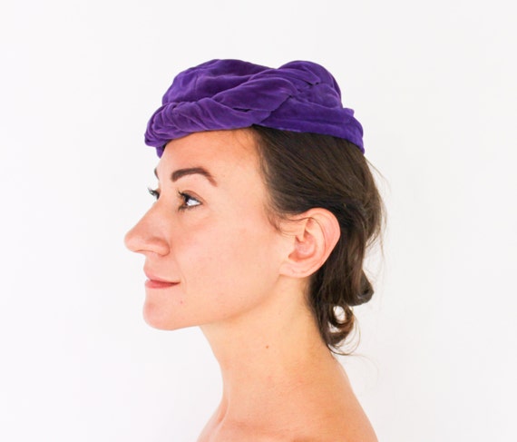 1920s-1930s Purple Silk Velvet Hat | 20s Purple V… - image 3