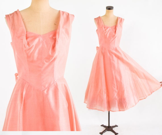 1950s Pink Iridescent Organza Party Dress | 50s P… - image 1