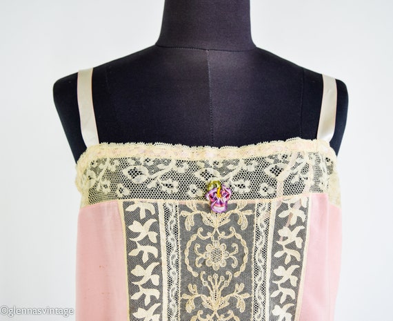 1920s Pink Silk Romper Lingerie | 20s Pink Silk C… - image 7