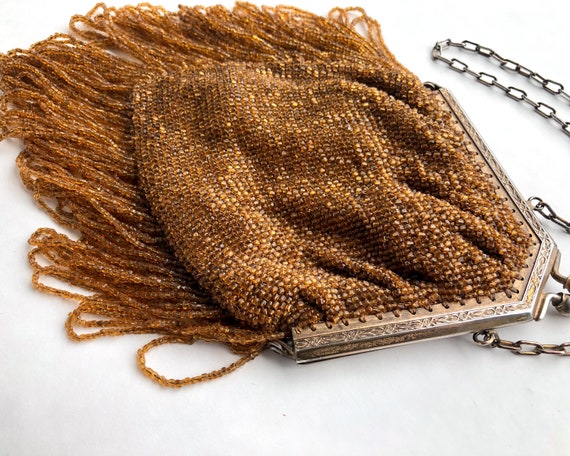 1900s Gold Beaded Evening Handbag | 1910s Gold Lo… - image 7