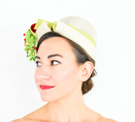 1950s Creme Woven Straw Hat | 50s Beige Straw Hat