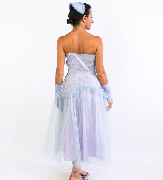 1940s Lavender Strapless Evening Dress & Shrug  |… - image 5