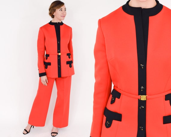 1960s Lilli Ann Red Pantsuit | 60s Red Polyester J