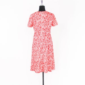 1960s Red Floral Day Dress 60s Red & White Flower Dress Medium image 5