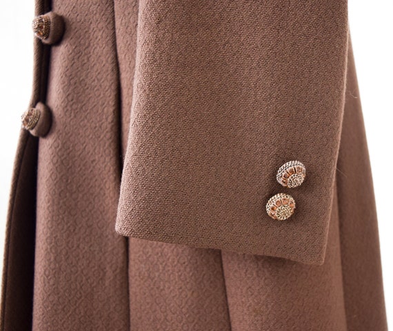 1960s Brown Wool & Mink Collar Coat | 60s Brown W… - image 9