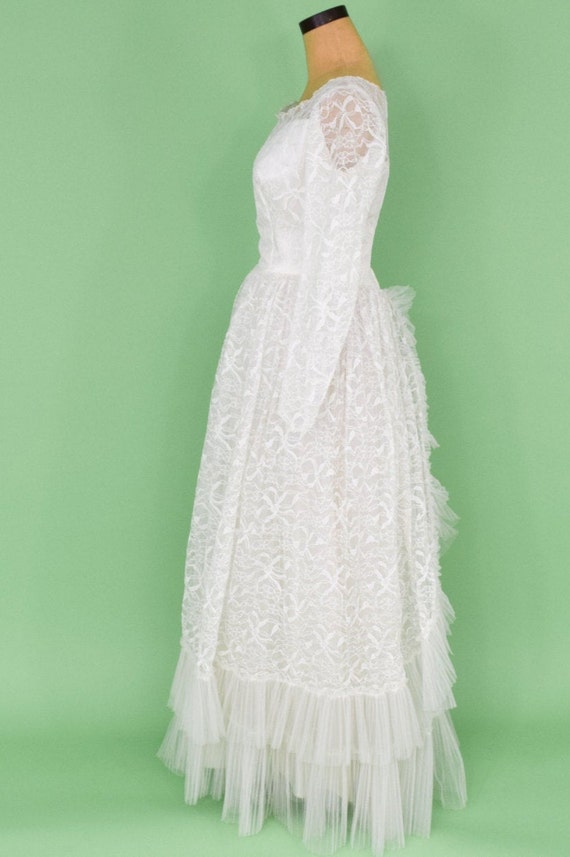 1950s White Lace Wedding Gown | 50s White Lace Fu… - image 4