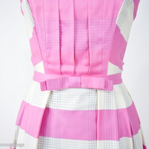 1950s Pink Stripe Cotton Dress 50s Pink Sun Dress Barbie Pink Dress Pat Primo XS image 8