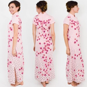1970s Pink Flowered Maxi Dress 1970s Pink Floral Polka Dot Print Maxi Dress Alfred Shaheen Medium image 2