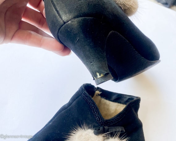1950s Black Suede Short Boots | 50s Black Suede B… - image 8