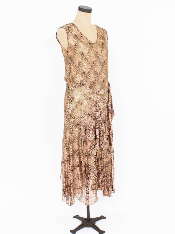 1920s Gold Lace Evening Dress | 20s Metallic Gold… - image 3