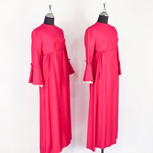 1960s Hot Pink Maxi Dress 60s Fuchsia Evening Dress Set Bridesmaid Dress Lorrie Deb XS & Small image 3