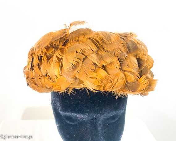 1960s Gold Feather Hat | 60s Gold & Brown Feather… - image 6
