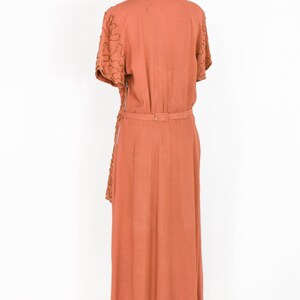 1940s Copper Beaded Evening Dress 40s Orange Beaded Evening Gown Old Hollywood Large image 5
