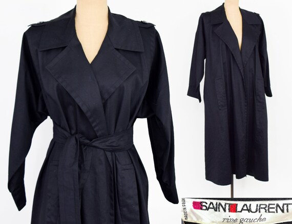 Saint Laurent | 1980s Black Cotton Swing Coat | 8… - image 3