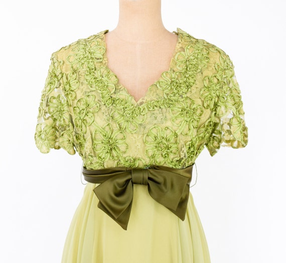 1950s Green Lace & Chiffon Party Dress | 50s Oliv… - image 7