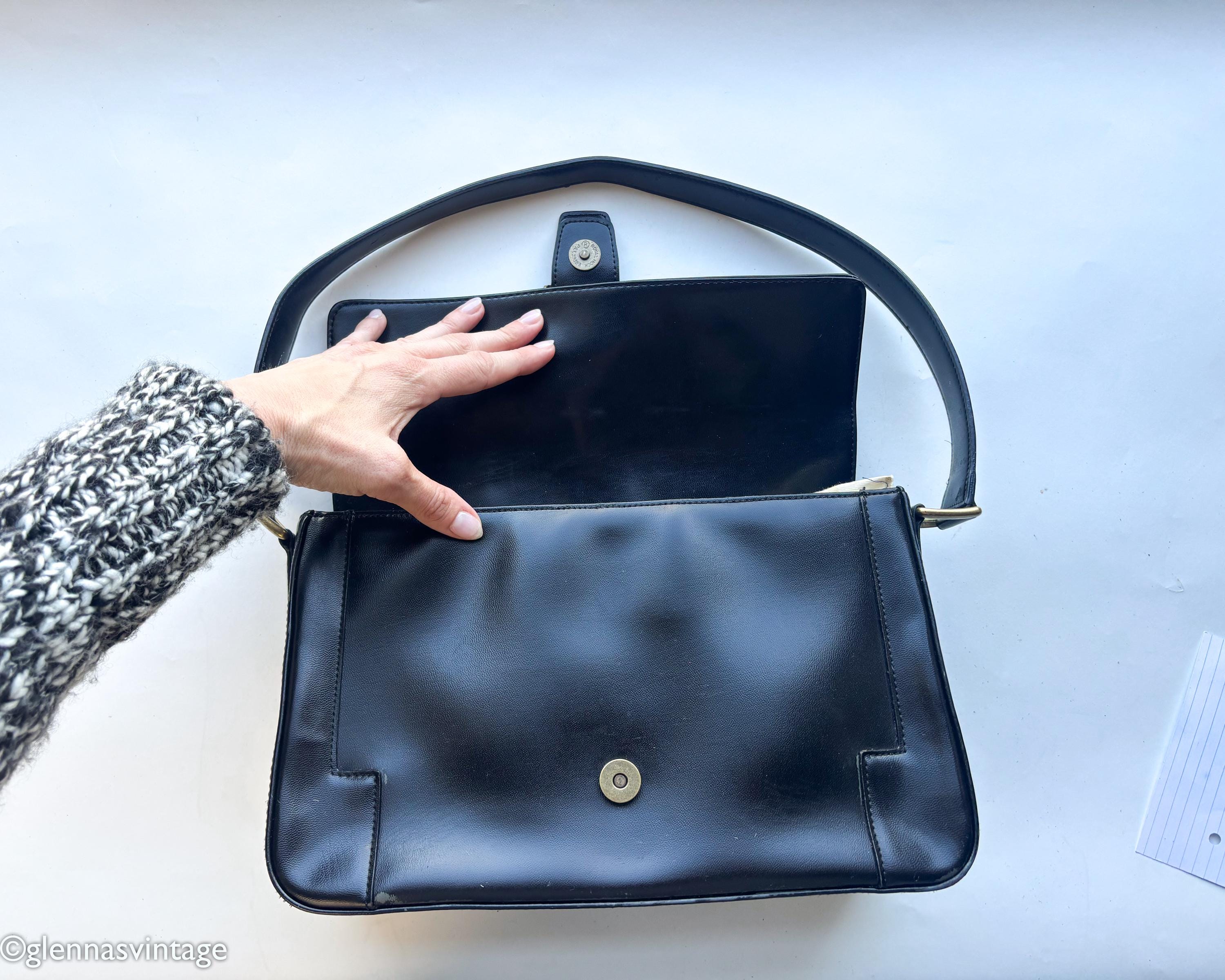 1990s Vintage DKNY Black Leather Shoulder Bag | Flap Closure - Etsy UK