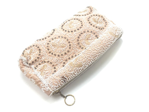 1940s Pink Beaded Clutch | 40s Blush Pink Beaded … - image 1