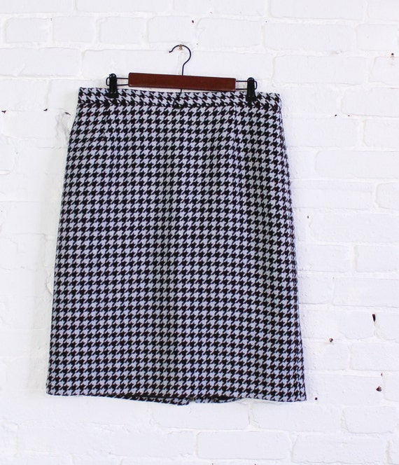 1980s Gray & Brown Houndstooth Skirt | 80s Hounds… - image 2