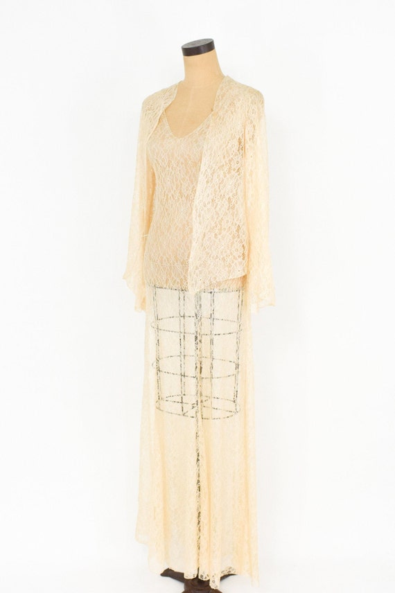 1930s Beige French Lace Evening Gown | 30s Beige … - image 3