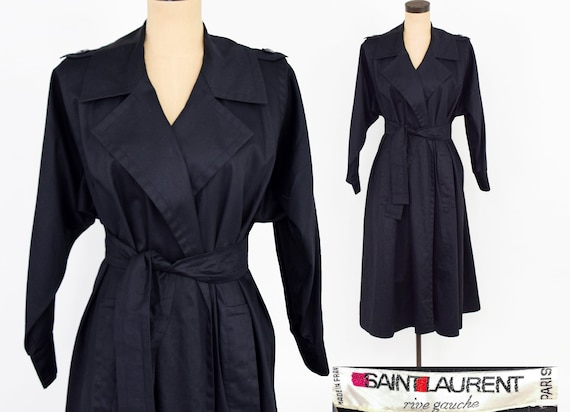 Saint Laurent | 1980s Black Cotton Swing Coat | 8… - image 2